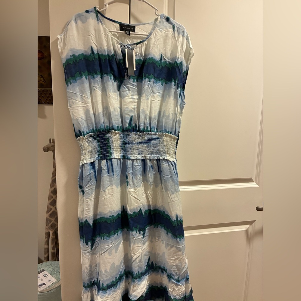 Premise Blue Sleeveless Sundress Maxi